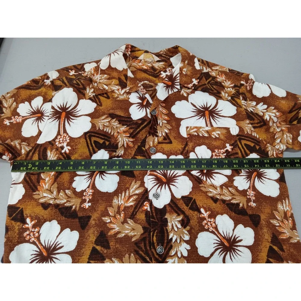 Royal Hawaiian Vintage Hibiscus Floral Shirt Mens XXL Aloha Brown Made in Hawaii